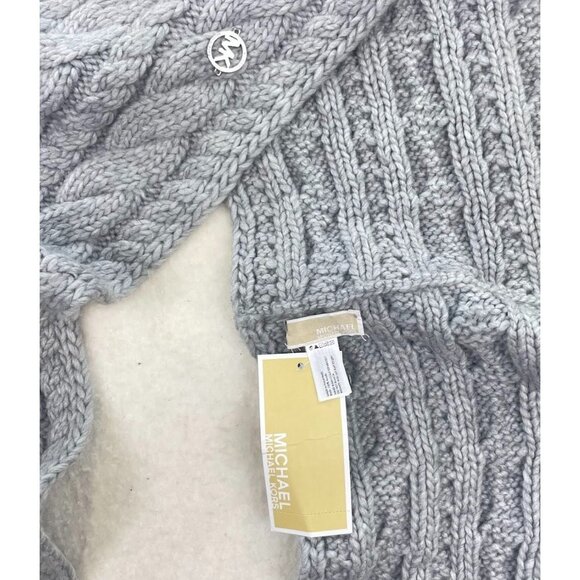 NWT MICHAEL KORS Infinity Cable Knit Muffler Scarf Pearl Heather Gray - Picture 3 of 4